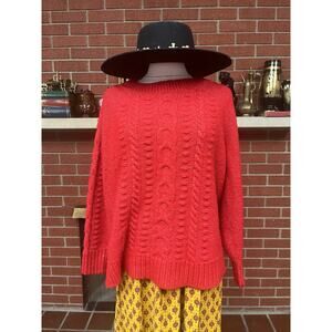 Chunky Oversized Red Plus Loft Sweater Boho Modern Chic Tomato Girl Street Prep